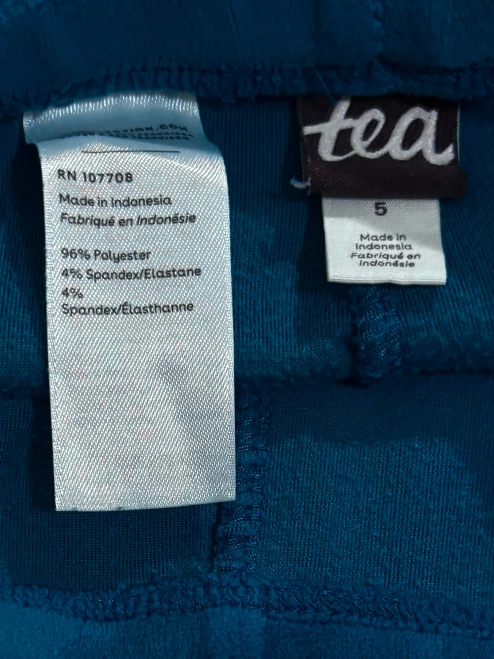 Tea Collection Girls Deep Teal Velour Leggings – Size 5 (Like New) - Picture 6 of 6